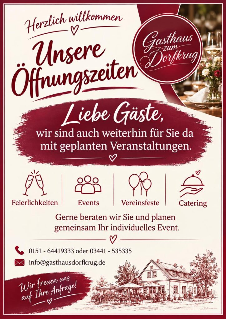Öffnungszeiten Dorfkrug